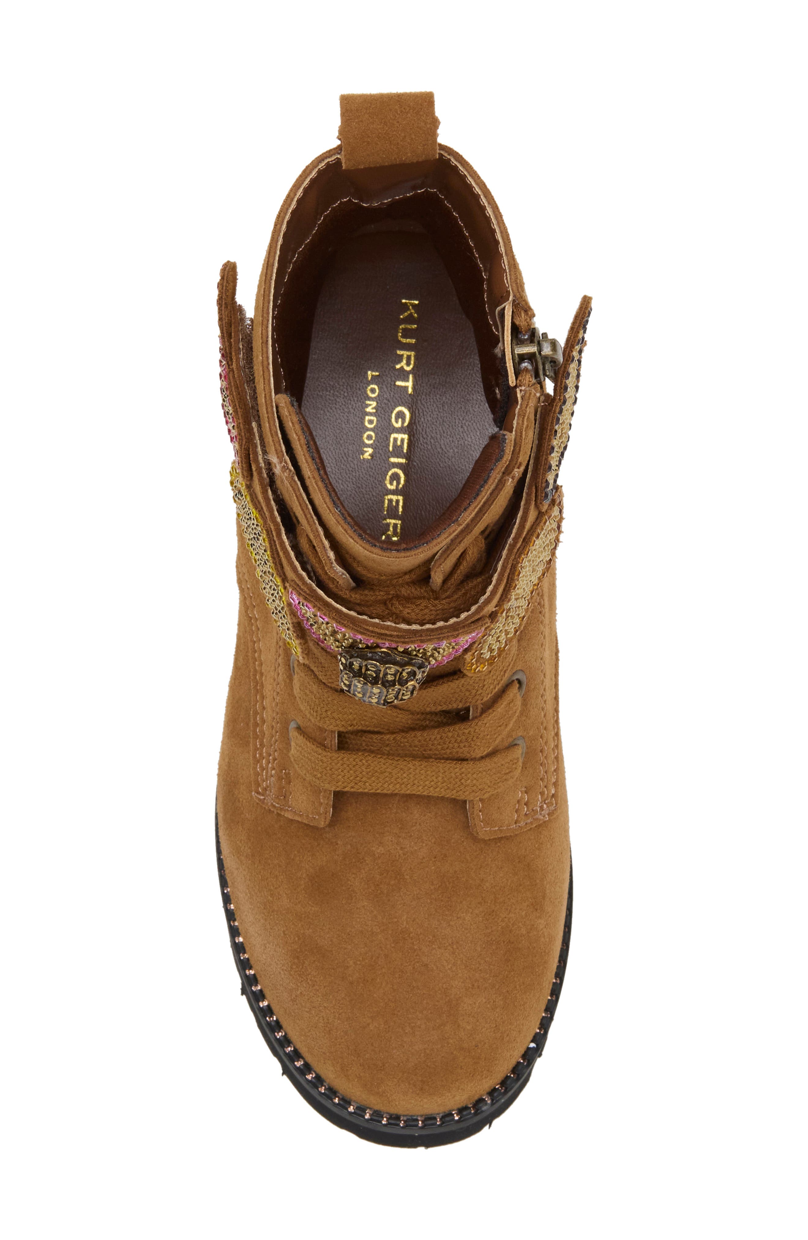 Kids' Min Heart Lace-Up Boot, Alternate, color, BROWN