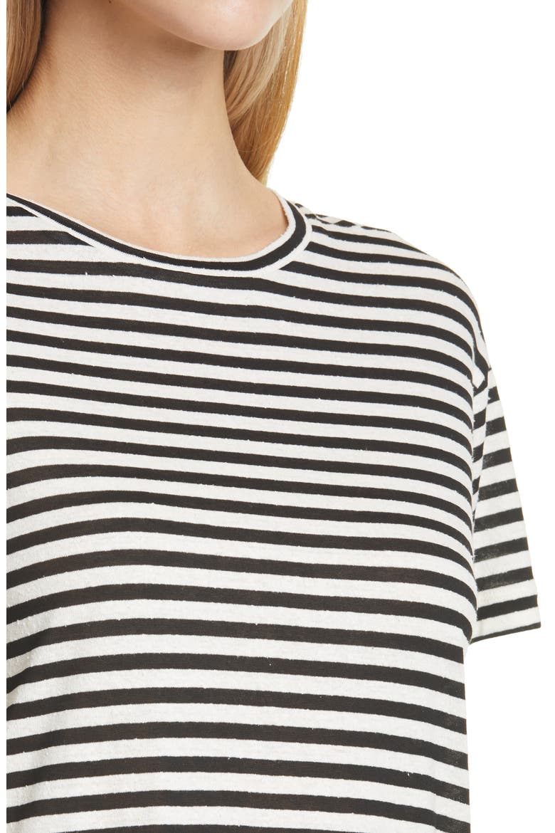 Stripe Silk Blend T-Shirt, Alternate, color, BLACK/ BONE