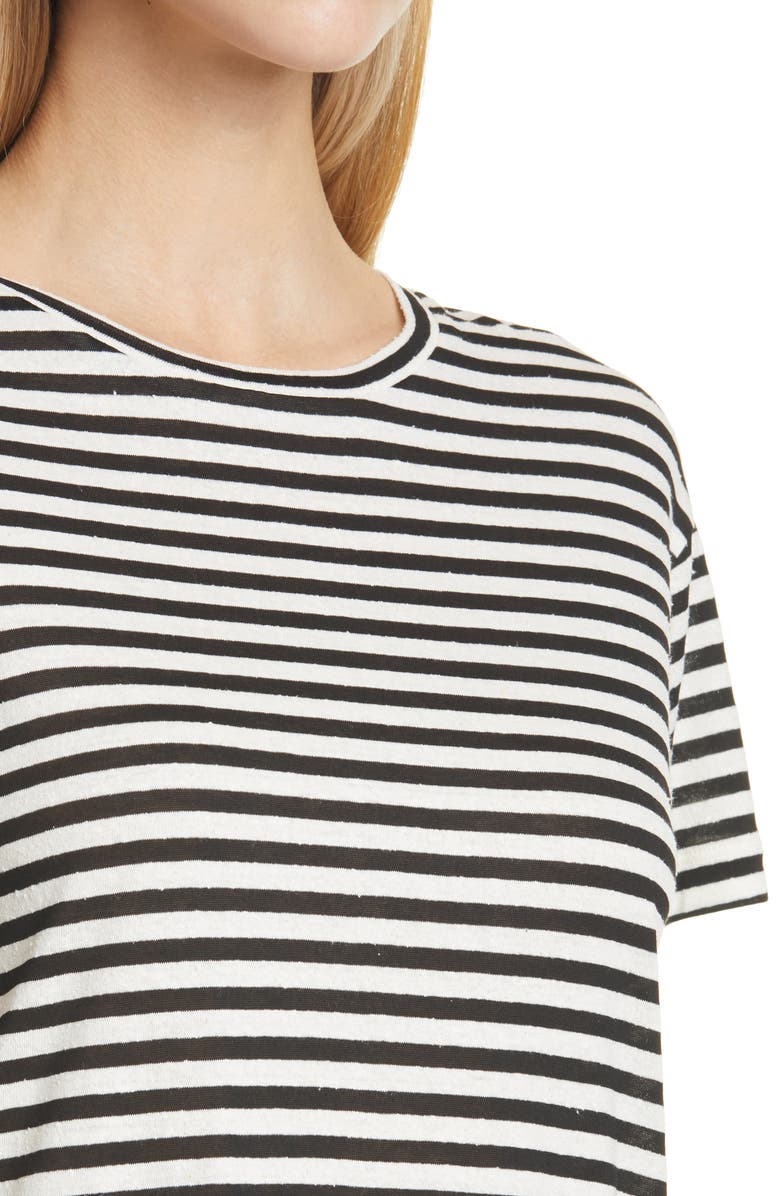 Vince Stripe Silk Blend T-Shirt, Alternate, color, 