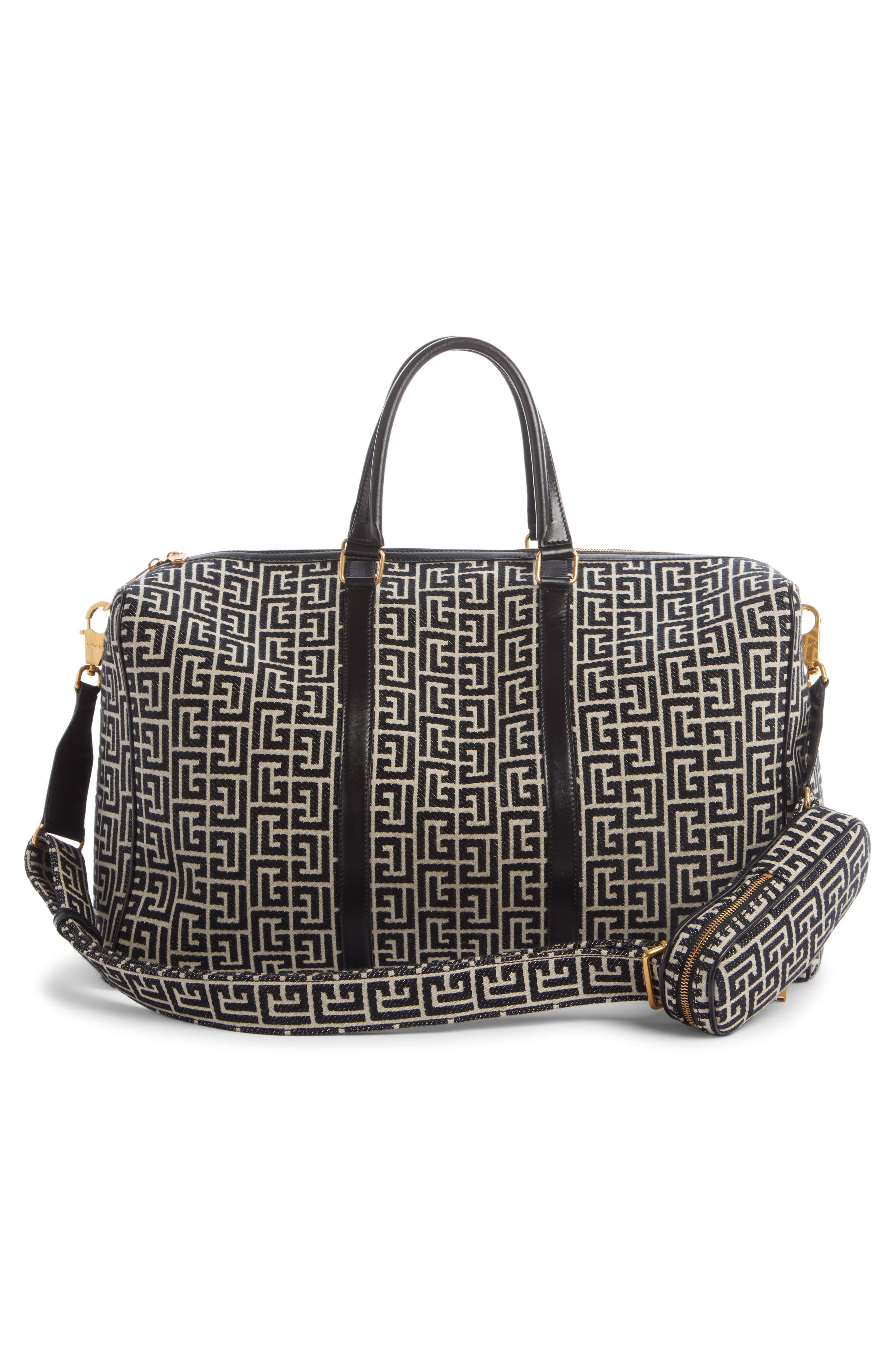 Balmain Monogram Jacquard Tennis Bag, Alternate, color, 