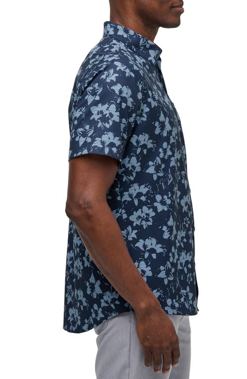 Travismathew Bombadier Floral Short Sleeve Button-up Shirt In Total Eclipse