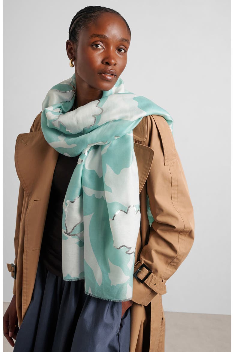 Printed Foil Scarf, Alternate, color, Floral