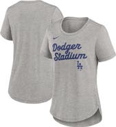 Nike Women's Nike Heather Gray Los Angeles Dodgers Script Tri-Blend T-Shirt