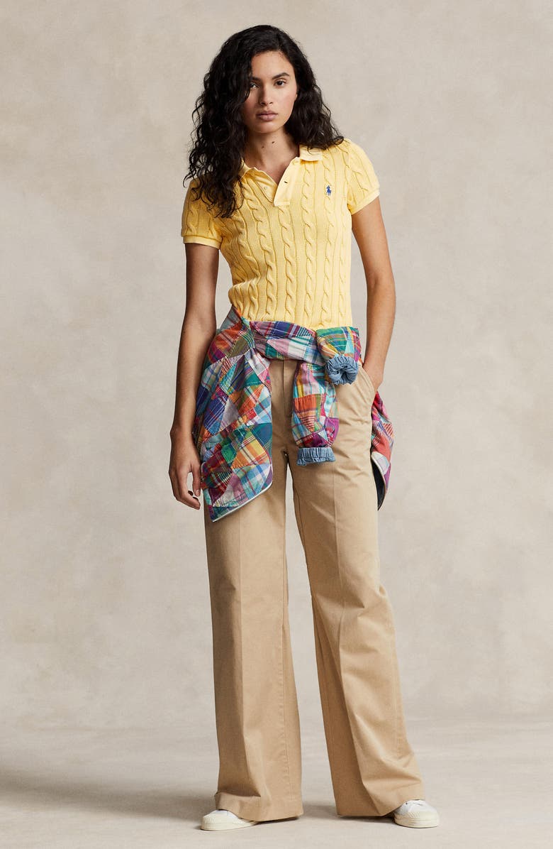 Polo Ralph Lauren Cable Knit Cotton Polo Sweater, Alternate, color,