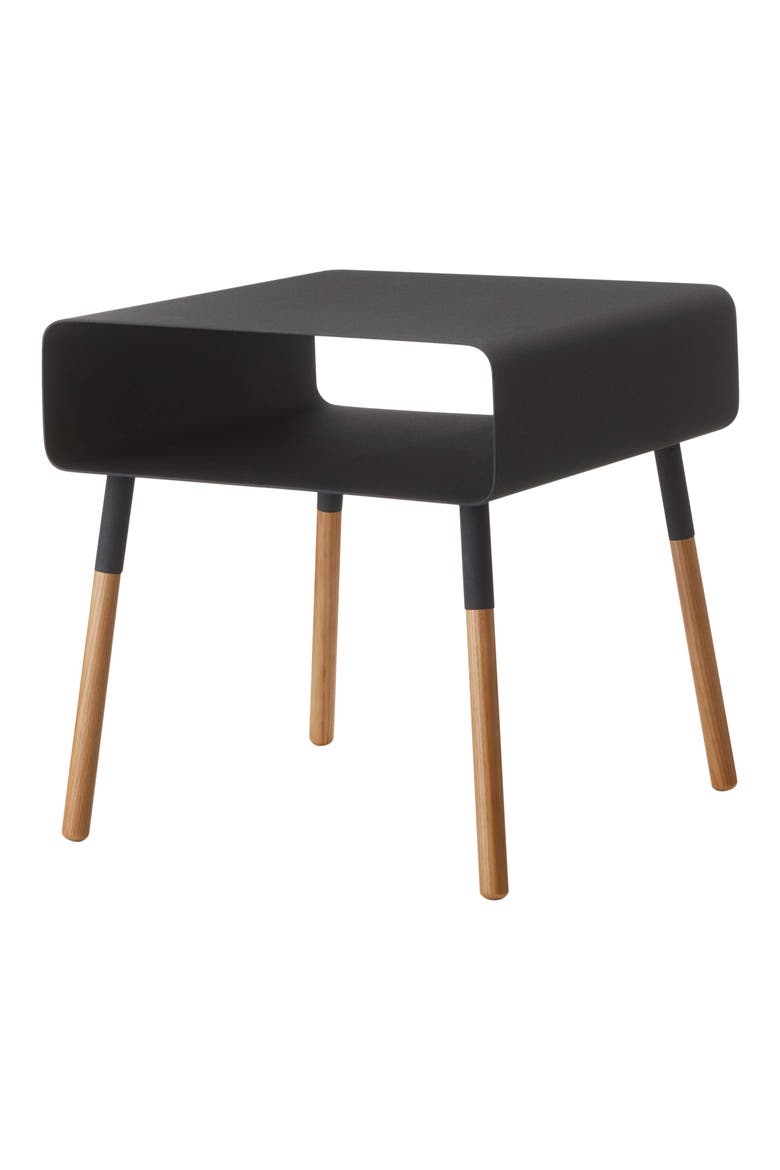 Short Side Table with Storage Shelf, Main, color, BLACK
