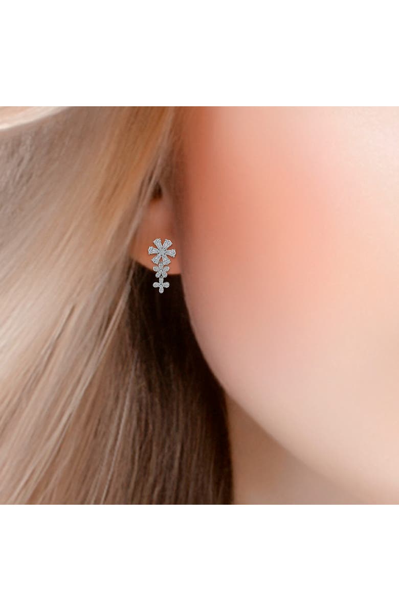 Christian Siriano Pavé Cubic Zirconia Floral Drop Earrings, Alternate, color, Silver