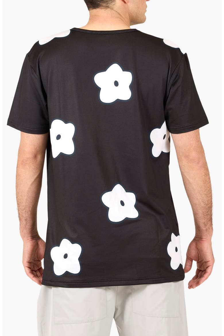 Flower Patch Aqua Terra Performance T-Shirt, Alternate, color, BLACK