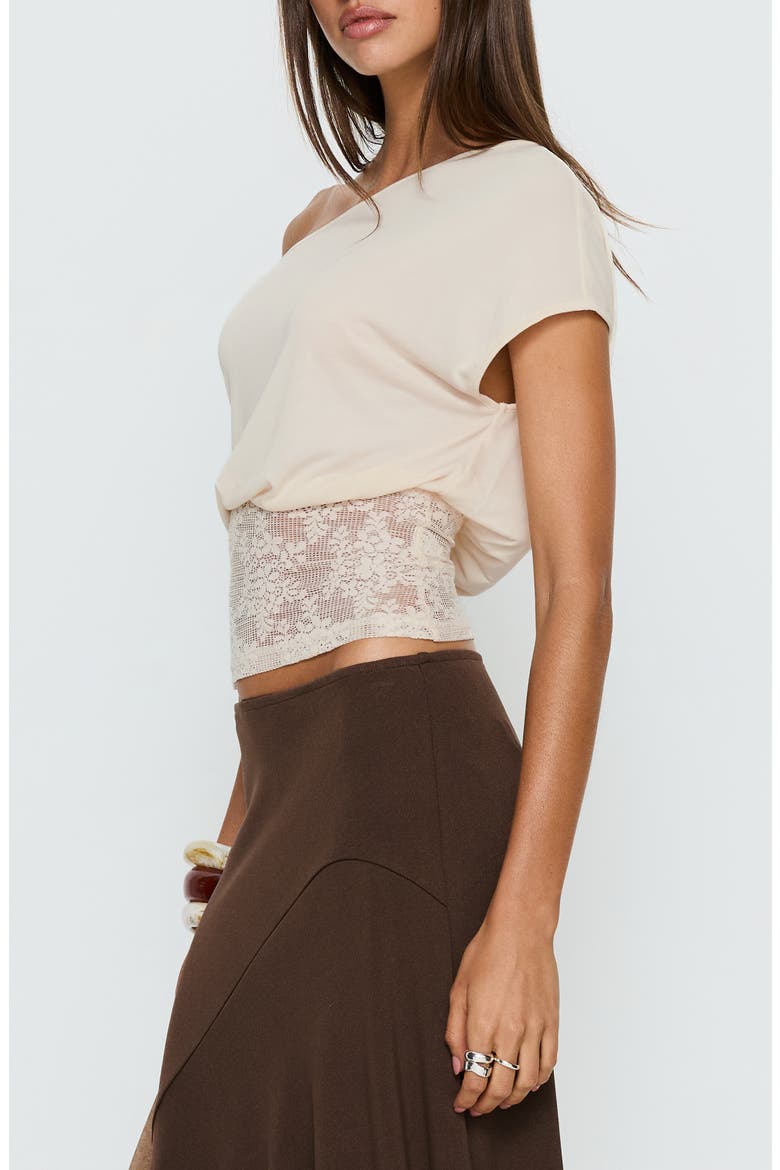Marienna One Shoulder Lace Top, Alternate, color, CREAM