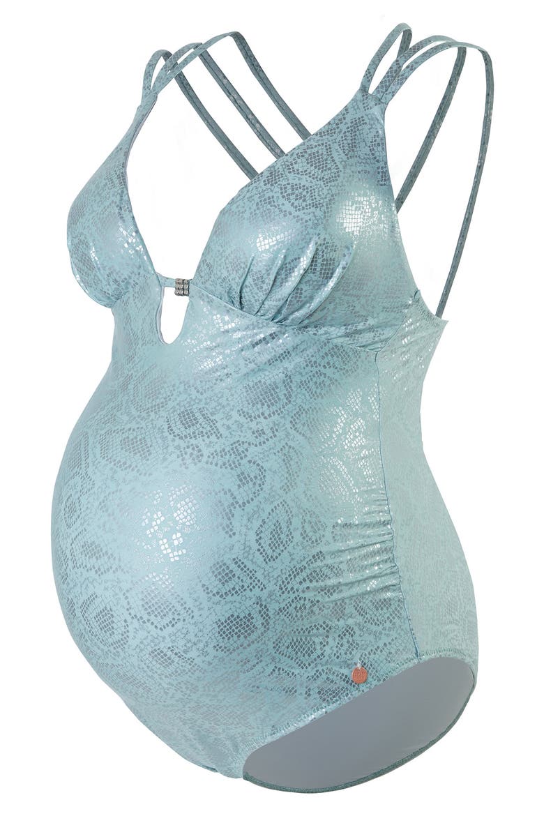 Mamba Maternity One-Piece Swimsuit, Alternate, color, SILVER GREEN