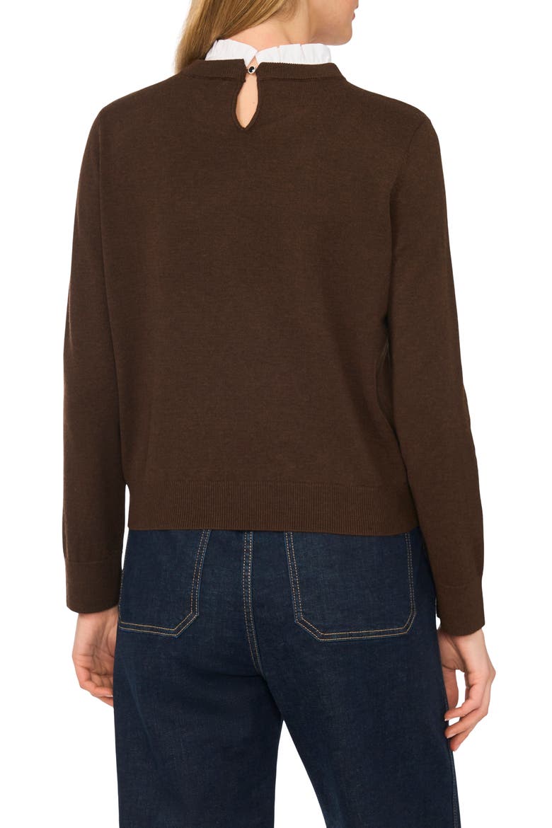 Ruffle Neck Layered Sweater, Alternate, color, RICH HICKORY