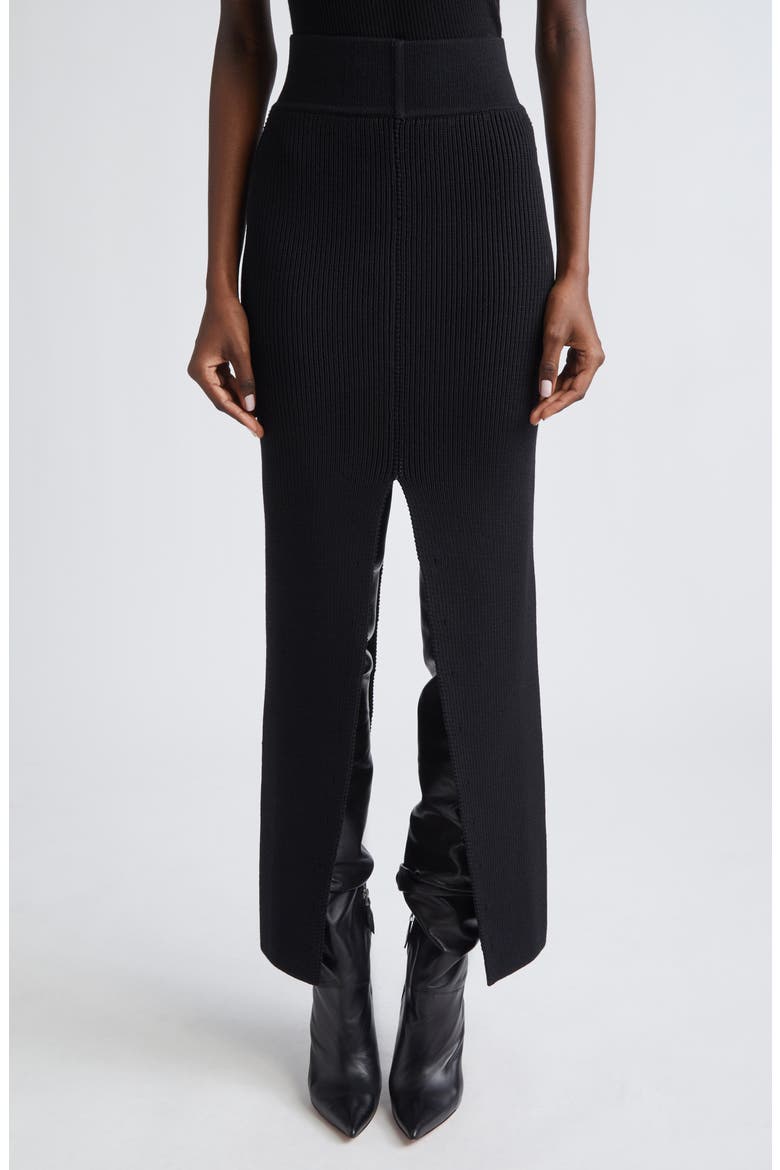 Concordian Sliced Wool Knit Skirt, Main, color, BLACK