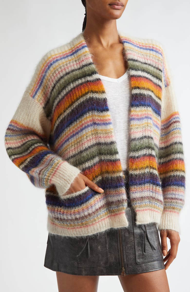 Isabel Marant Étoile Dana Stripe Mohair Blend Cardigan, Alternate, color,