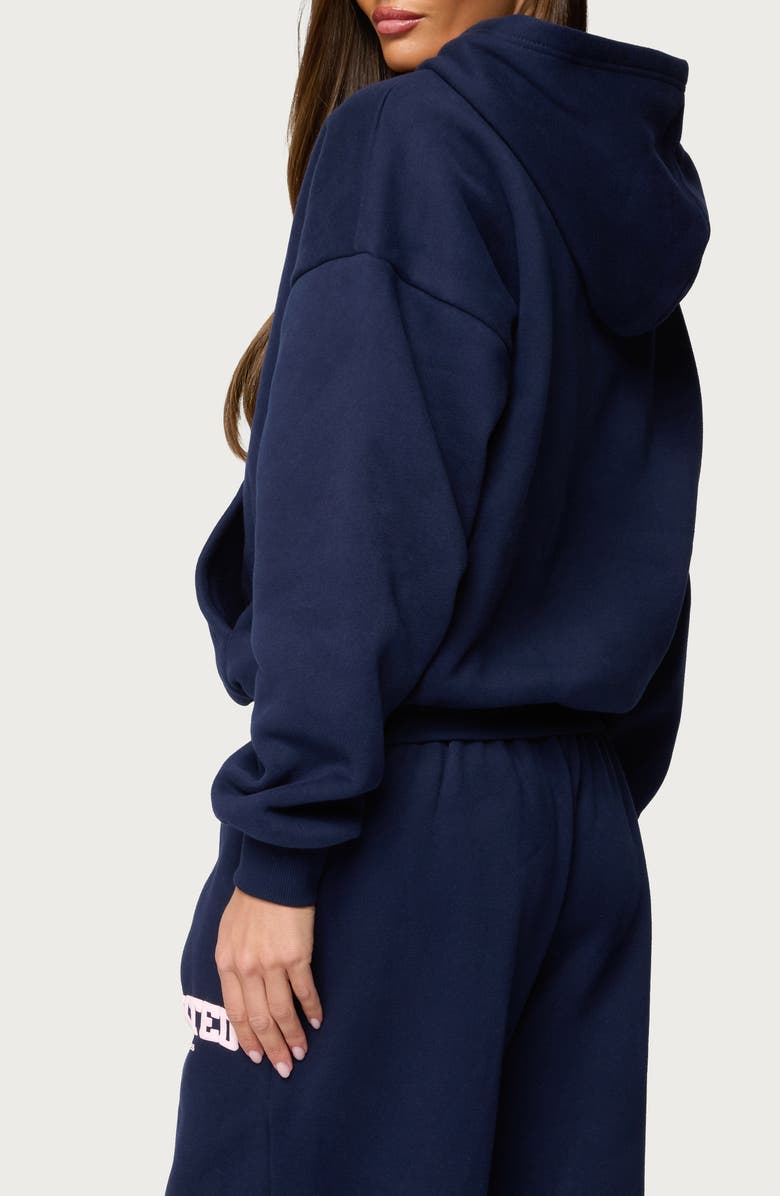 EDIKTED LA Logo Oversize Fleece Graphic Hoodie, Alternate, color, Navy
