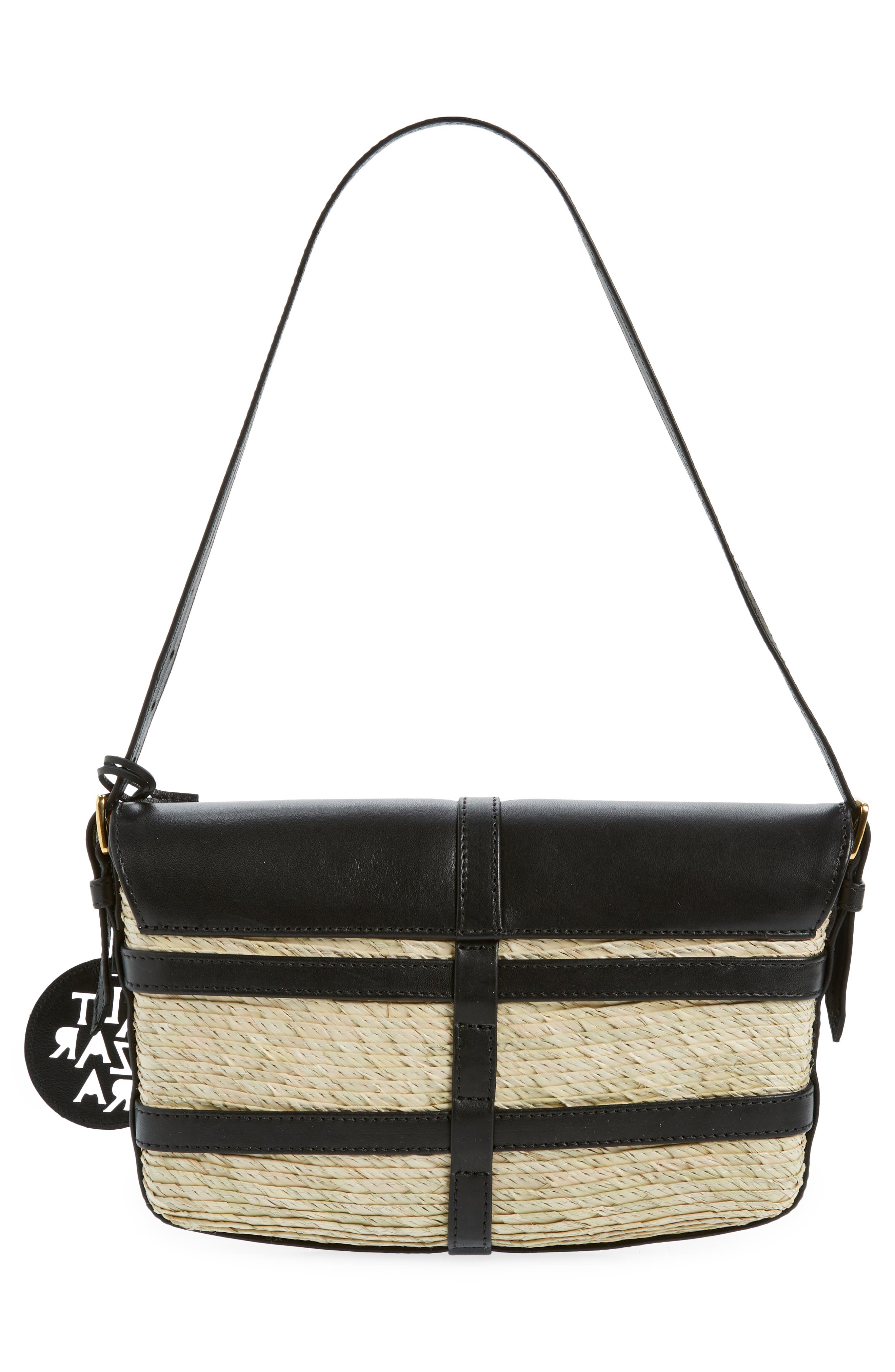 Altuzarra Watermill Flap Leather & Woven Palm Shoulder Bag, Alternate, color, 