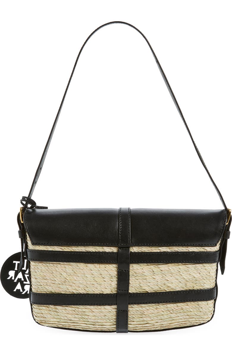 Altuzarra Watermill Flap Leather & Woven Palm Shoulder Bag, Alternate, color,