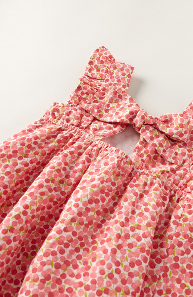 Nordstrom Flutter Sleeve Tie Back Cotton Muslin Sundress & Bloomers, Alternate, color, Red Cherry Ditsy