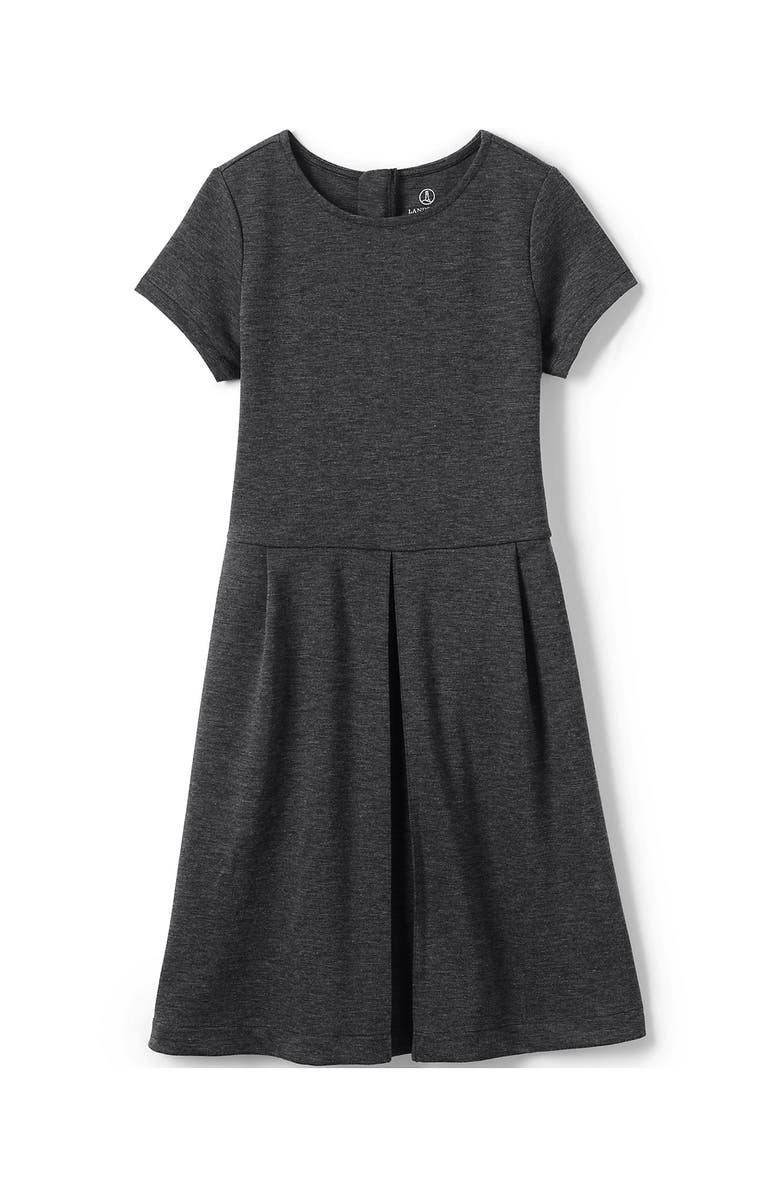 Lands' End Girls Short Sleeve Ponte Dress, Main, color, Charcoal Heather