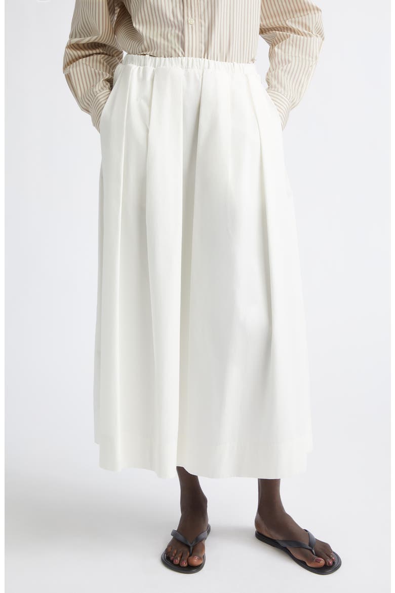 Isolde Pleated Starched Organic Cotton Poplin Maxi Skirt, Main, color, IVORY