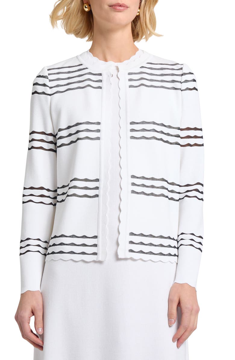 Misook Heritage Scalloped Trim Knit Jacket, Main, color,