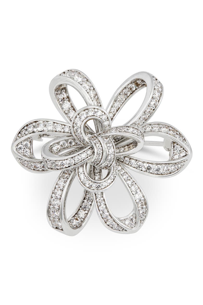 Wrapped Ribbon Brooch, Main, color, SILVER