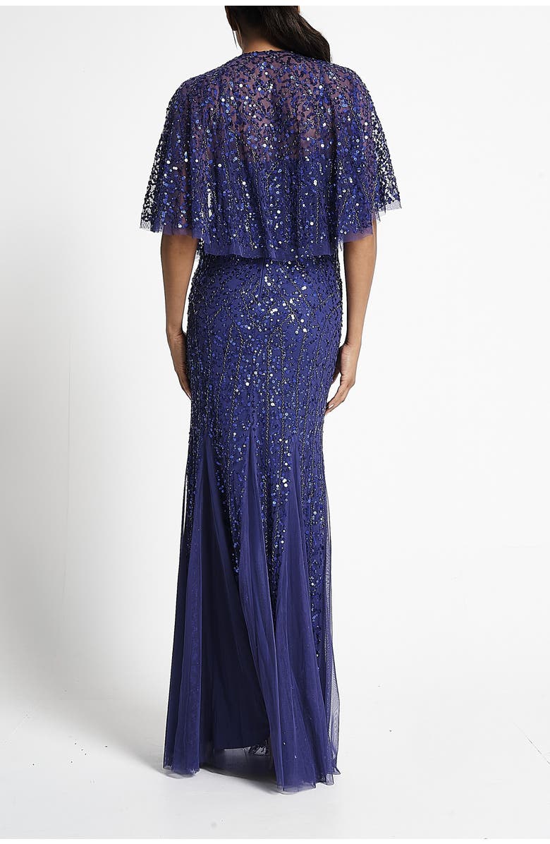 Frock and Frill Embellished Maxi Gown with Detachable Cape, Alternate, color, 