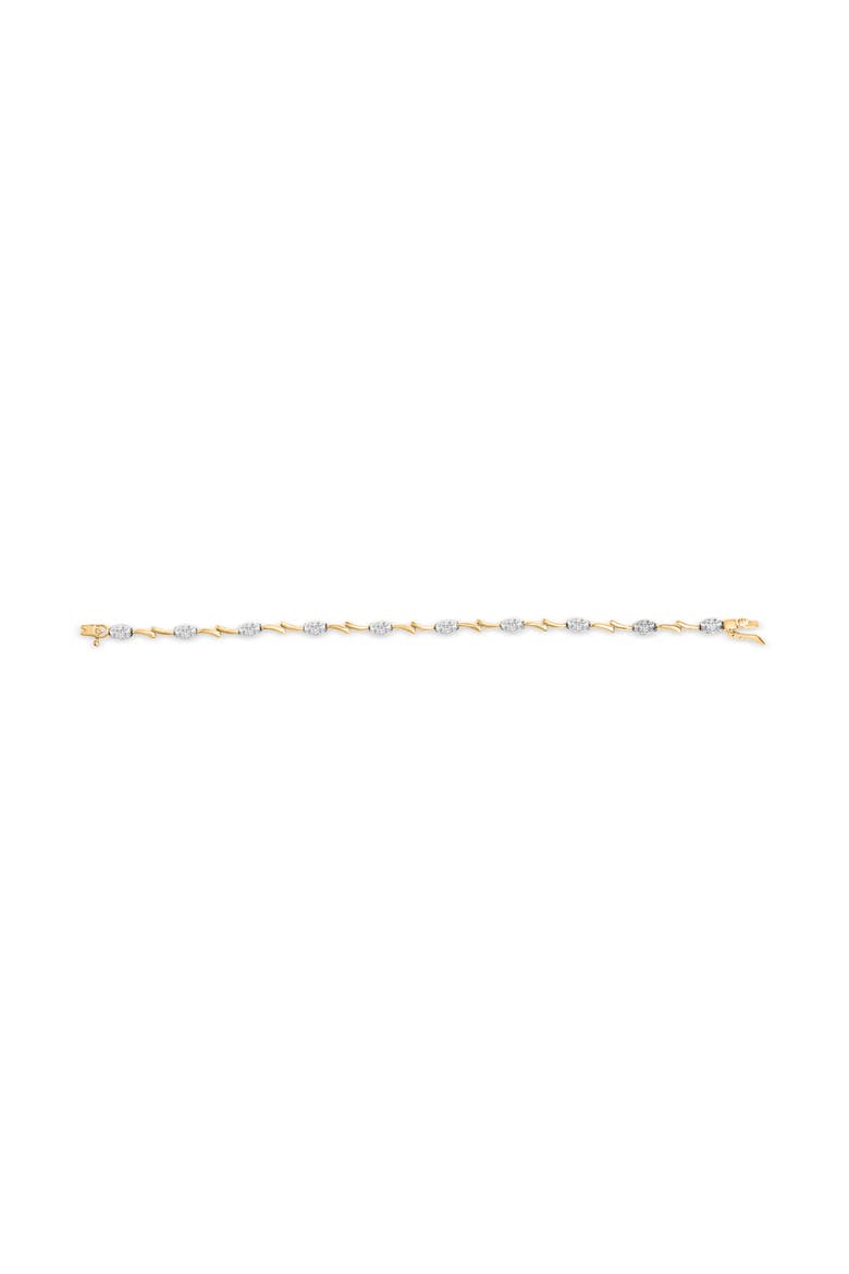 10K White and Yellow Gold 1.00 Cttw Diamond Oval Shaped Cluster Link Bracelet, Alternate, color, Yellow