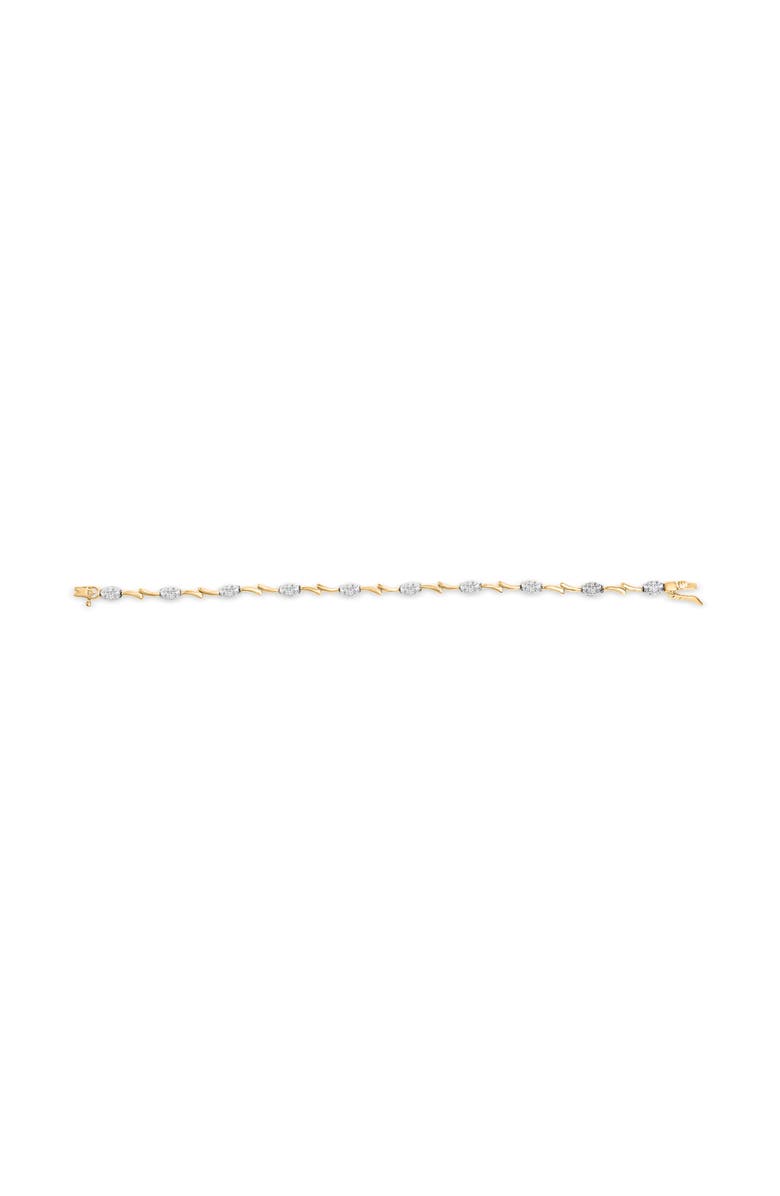 Haus of Brilliance 10K White and Yellow Gold 1.00 Cttw Diamond Oval Shaped Cluster Link Bracelet, Alternate, color, Yellow