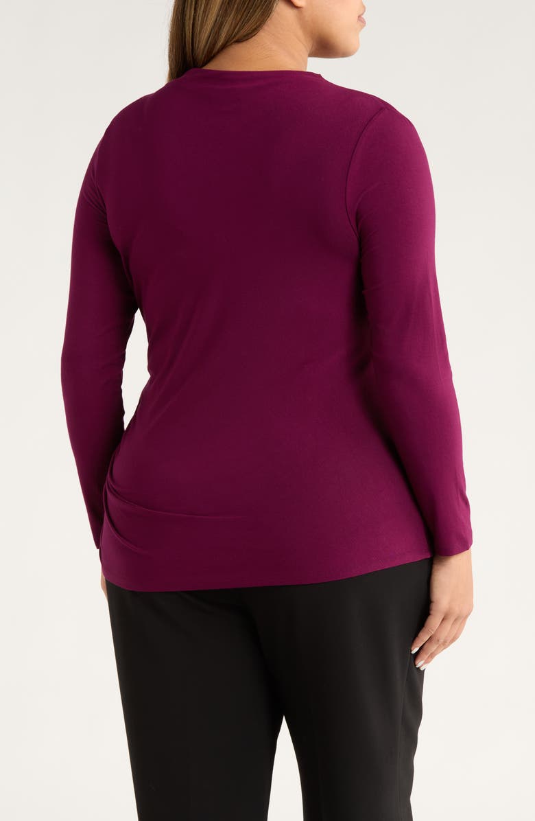 Liverpool Los Angeles Long Sleeve Ruched Jersey Top, Alternate, color, Wine Berry