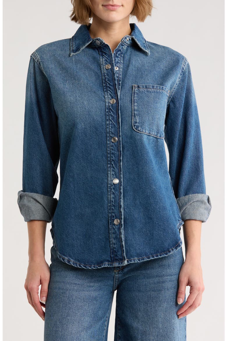 Ines Denim Button-Up Shirt, Main, color, SEAGATE