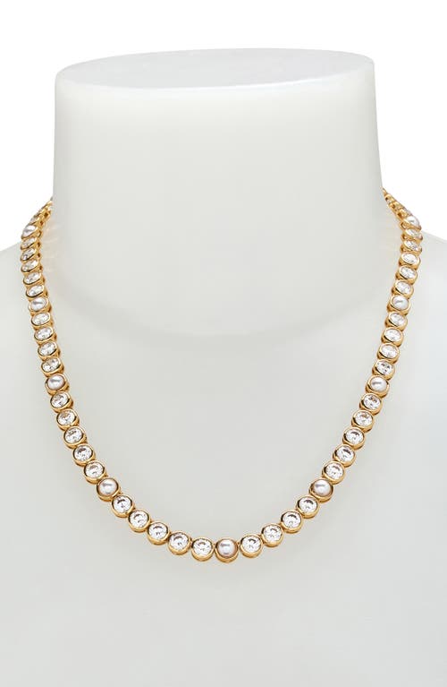 KURT GEIGER KURT GEIGER LONDON CUBIC ZIRCONIA & FAUX PEARL COLLAR NECKLACE 