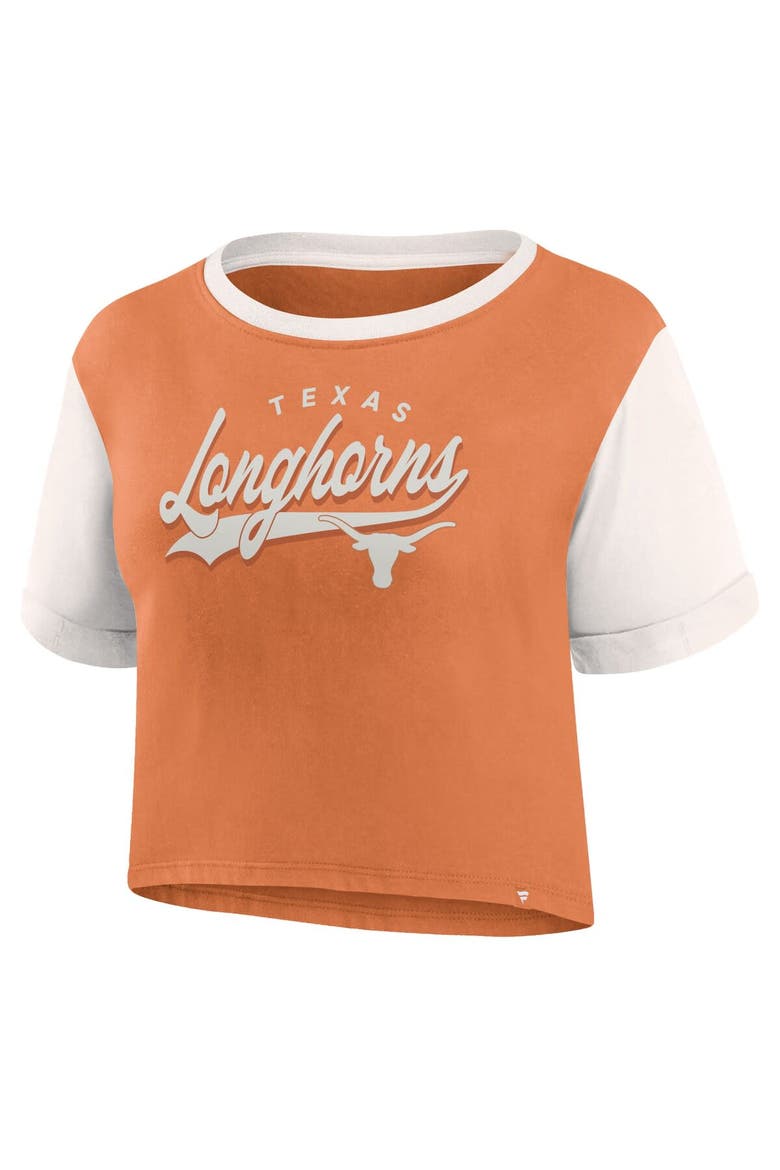 Women's Fanatics Branded Texas Orange Texas Longhorns Color-Block Script Tail T-Shirt, Alternate, color, Burnt Orange