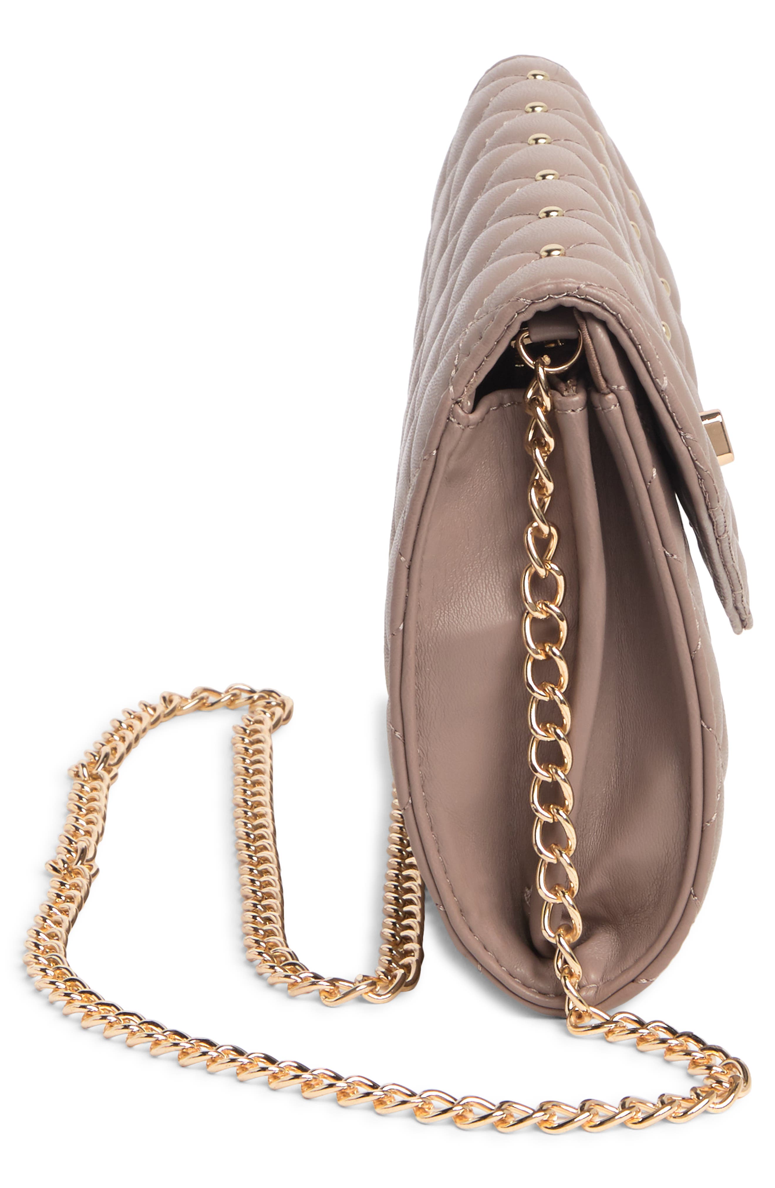 Badgley Mischka Collection Diamond Quilt Convertible Crossbody Bag, Alternate, color, Taupe