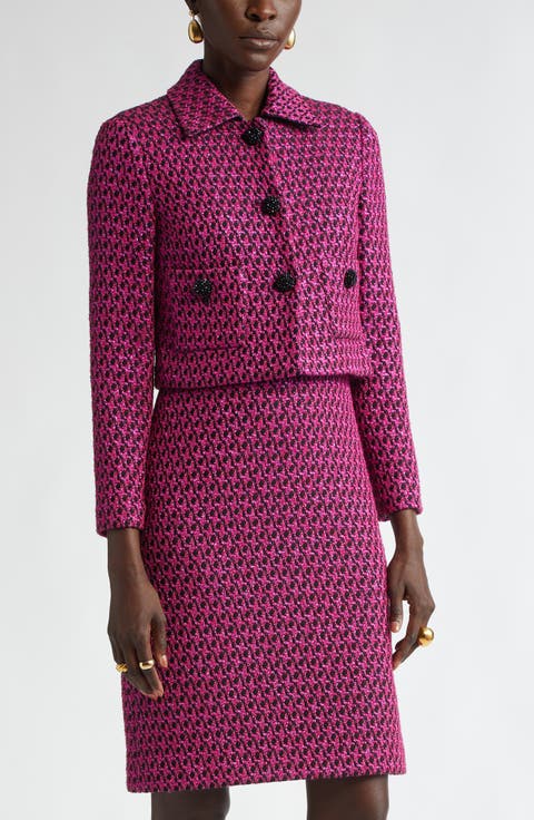 Honeycomb Tweed Knit Crop Jacket