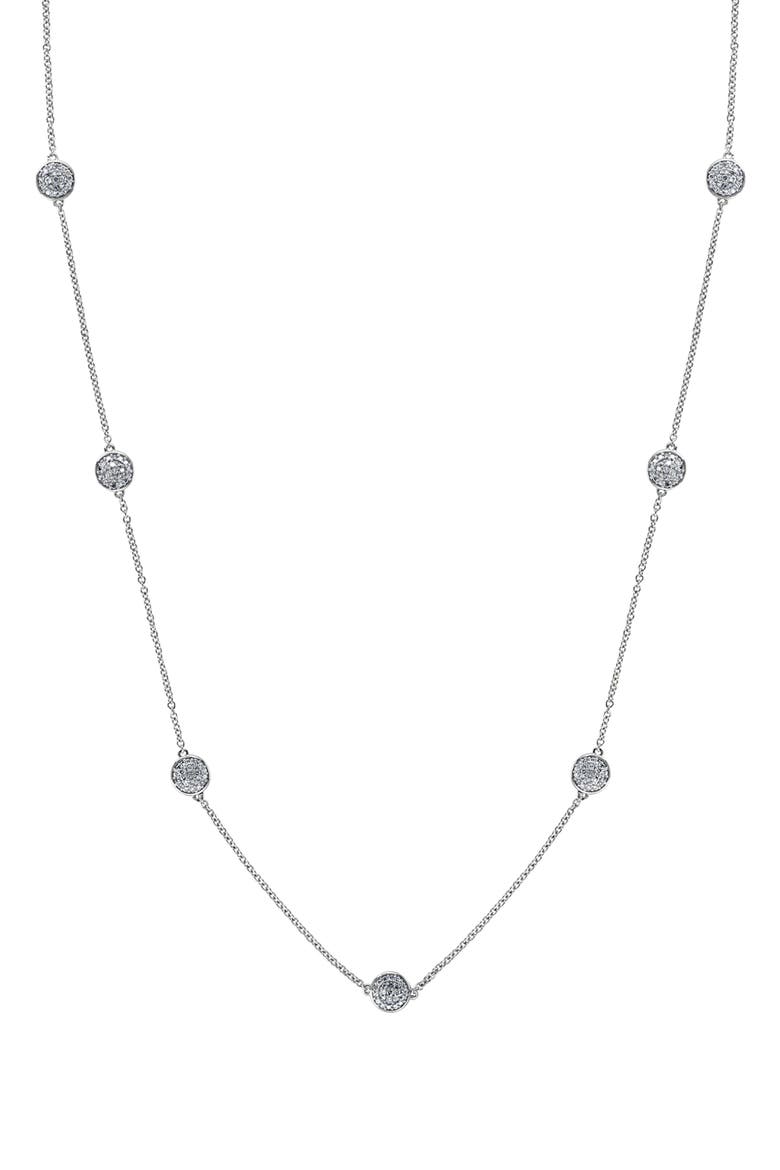 Sterling Silver Diamond Station Necklace, Alternate, color, SILVER