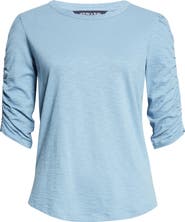 Veronica Beard Waldorf Ruched Sleeve Top