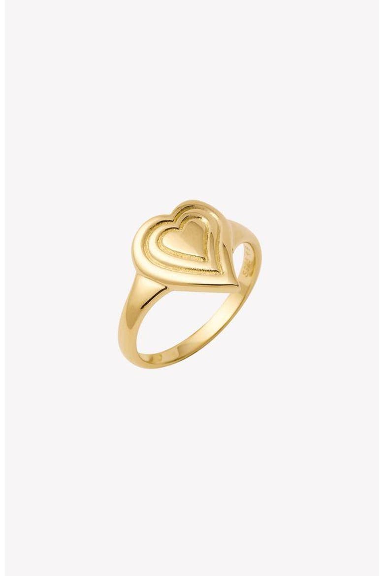 Emanate Love Signet Heart  Ring, Main, color, 18k Gold Plated