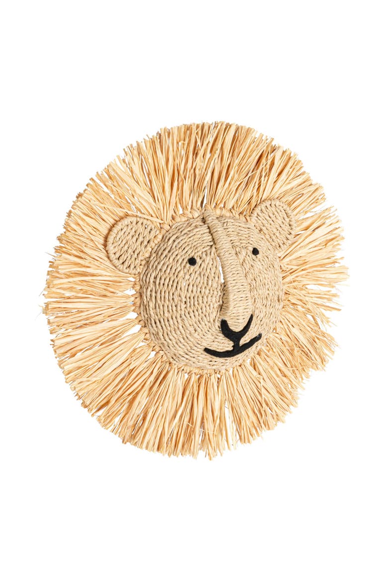 Savannah King Raffia Lion Wall Art, Natural, Main, color, Natural