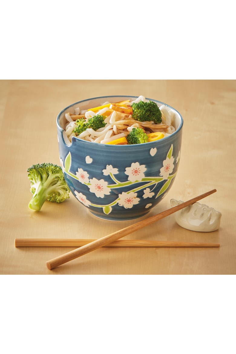 Sakura Stoneware Noodle Bowls with Chopsticks Multi 16 oz, Alternate, color, Multicolored