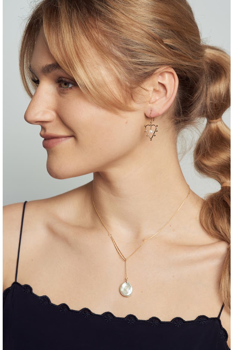 Petal Cultured Pearl Y-Necklace, Alternate, color, 14K YELLOW GOLD