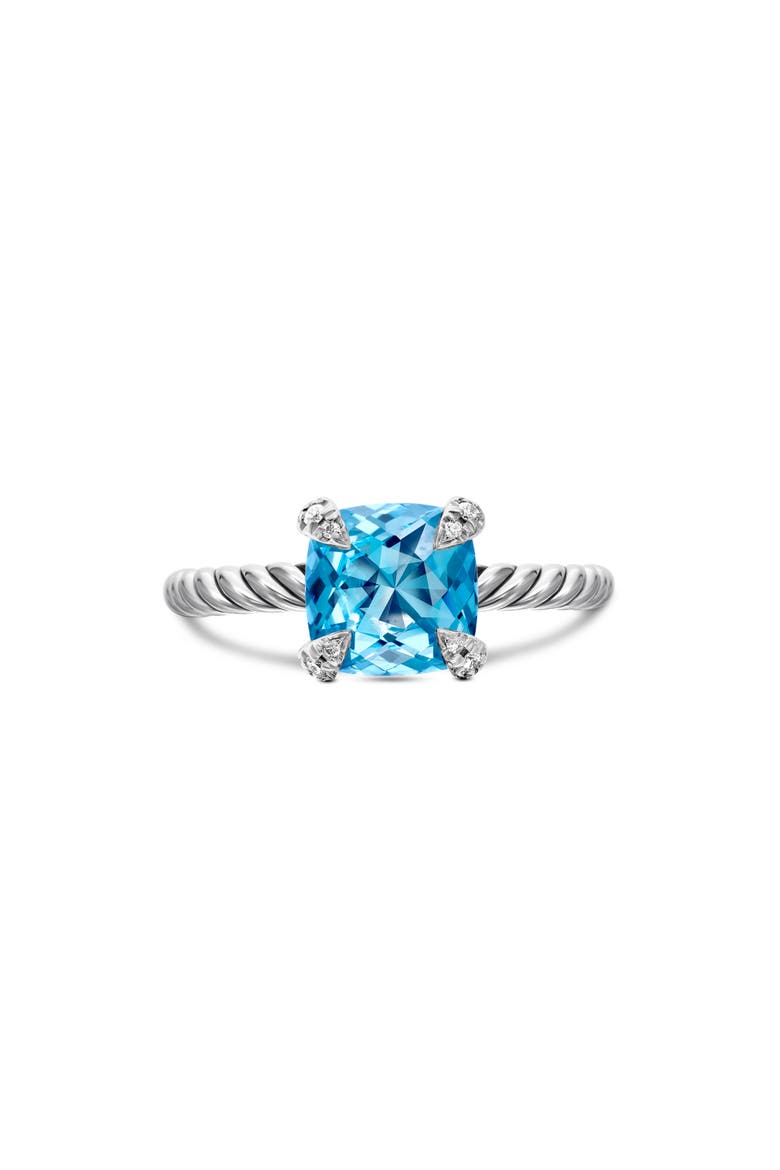 Chatelaine® Ring with Semiprecious Stone & Diamonds, Main, color, BLUE TOPAZ