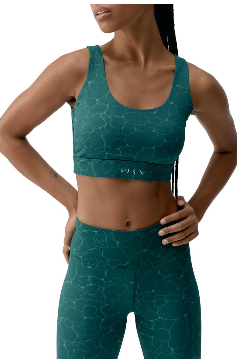 Born Living Yoga Organic Medium Support Performance Sport Top, Main, color, Deep Green