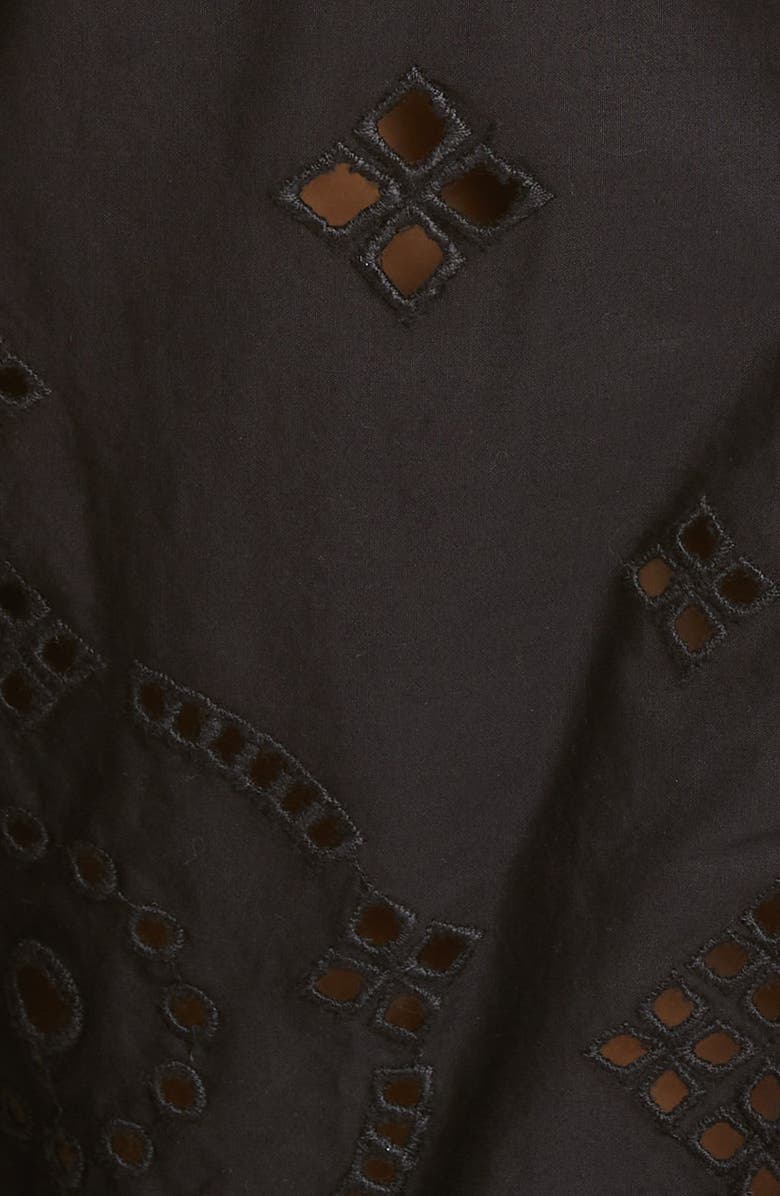 Ganni Broderie Anglaise Cropped Fitted Blouse, Alternate, color,