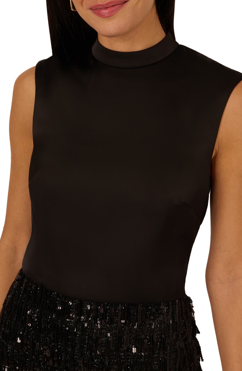 Adrianna Papell Sequin Fringe Cocktail Minidress, Alternate, color,