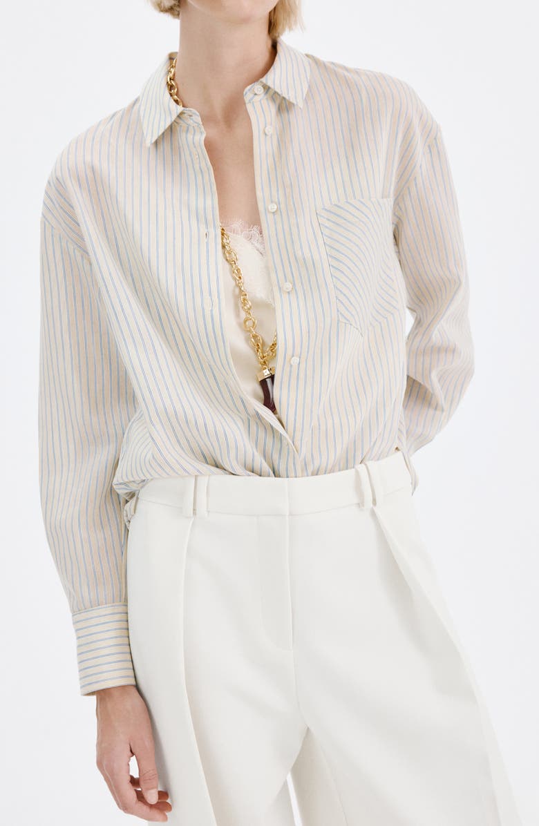 MANGO Pleated Wide Leg Pants, Alternate, color, White