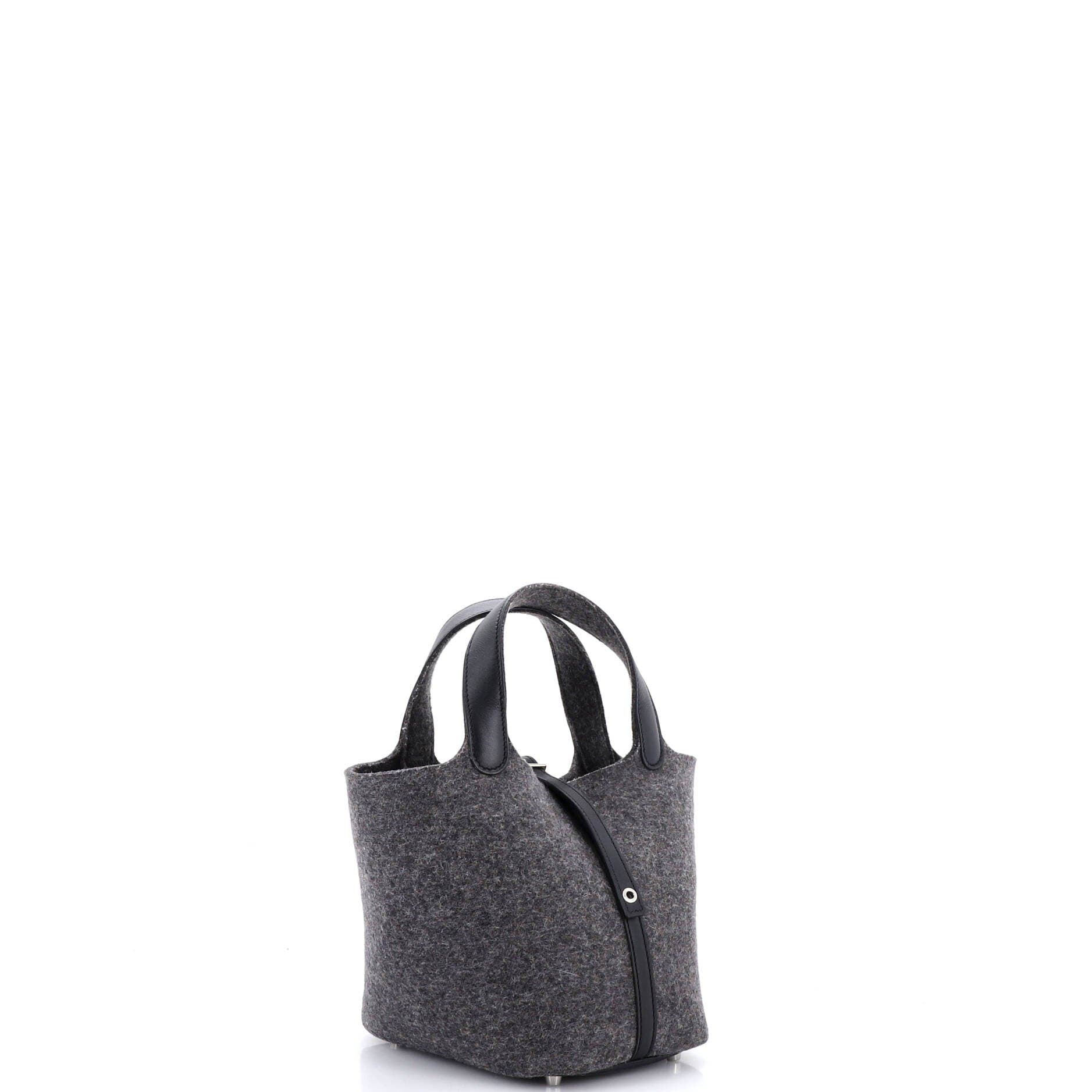 Pre-Owned Hermes Picotin Lock Bag Felt with Leather PM, Alternate, color, Gris Moyen