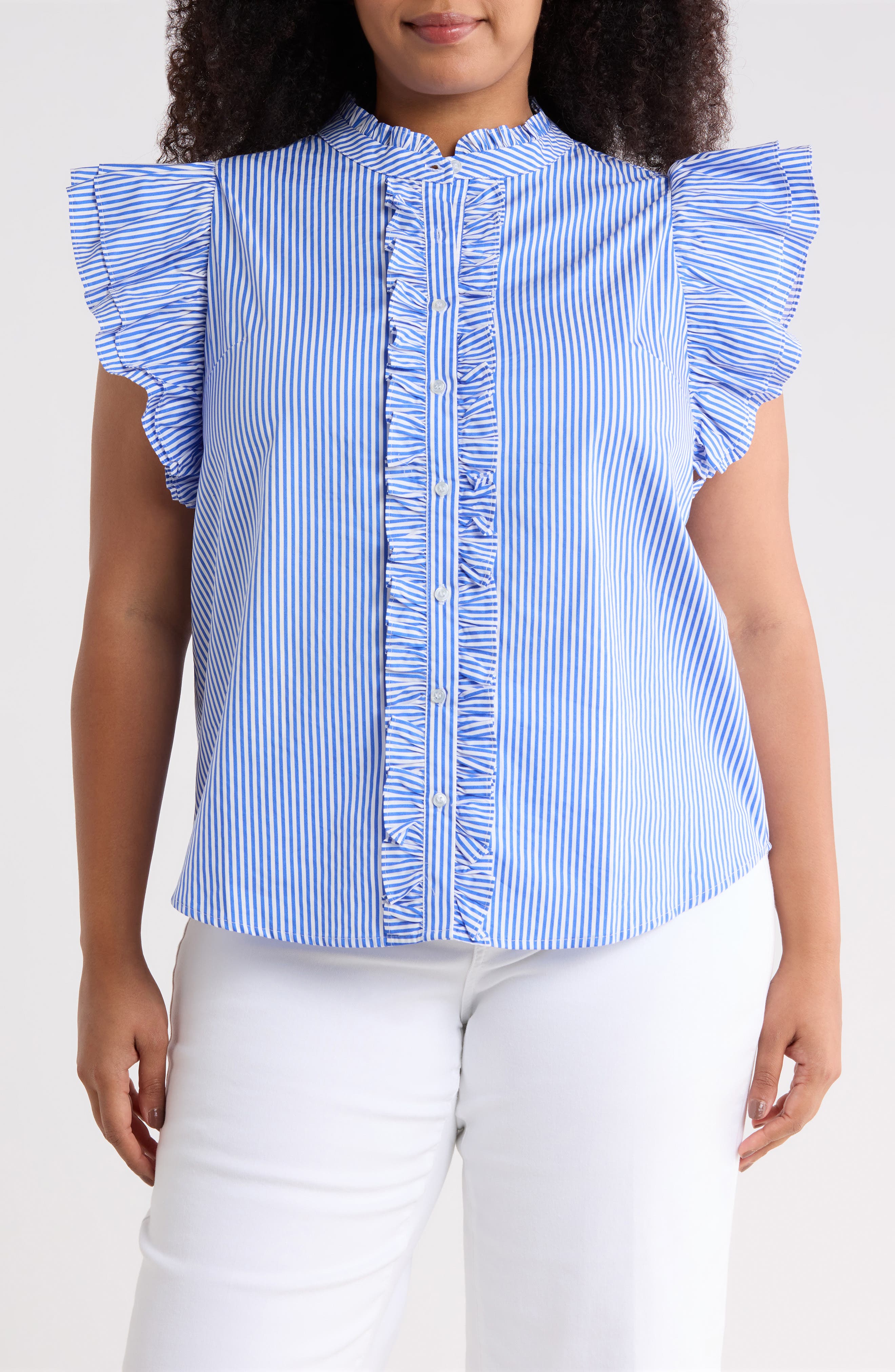 Sherah Stripe Ruffle Shirt