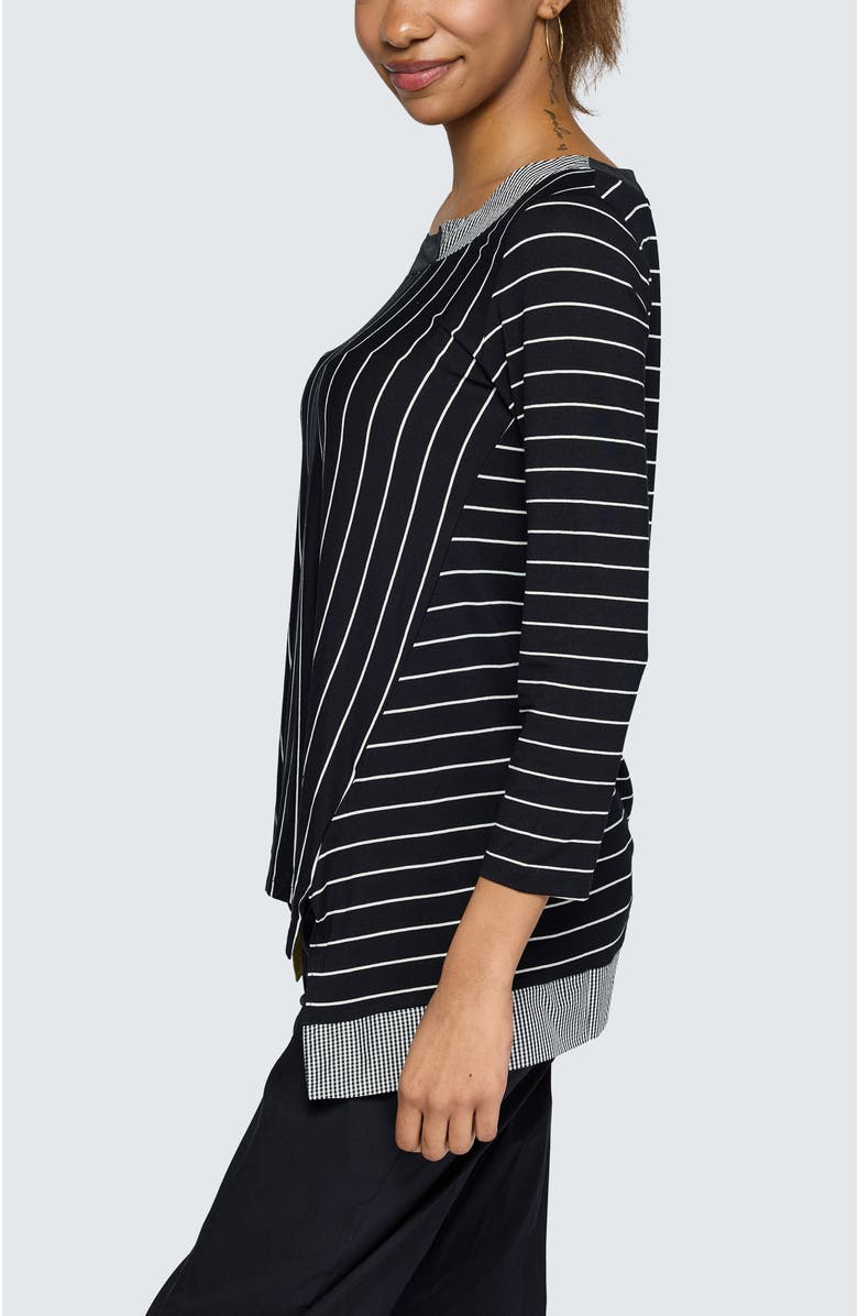 LUUKAA Nova Striped Viscose Jersey Blouse, Alternate, color, Black