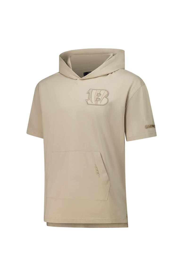 Men's Pro Standard Tan Cincinnati Bengals Neutrals Capsule Short Sleeve Pullover Hoodie, Alternate, color, Tan