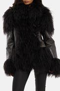JADED LONDON Faux Leather & Faux Fur Toggle Coat