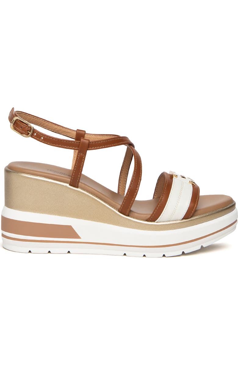 NeroGiardini Logo Plate Platform Wedge Sandal, Alternate, color, Brown Multi